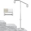 Single Post Handrail White Wrought Iron Post Mount Step Grab Supports Fits 1 or 2 Steps Grab Rail Single Post Railing