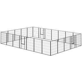 Dog Playpen for Indoor Outdoor, 24 Panels 39" H Puppy Playpen with Lockable Door, DIY Shape Pet Exercise Fence, Black