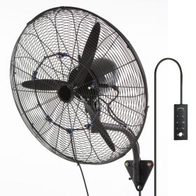 Wall-Mount Misting Fan, 24 Inch, 3-speed High Velocity Max. 7000 CFM, Waterproof Oscillating Industrial Wall Fan